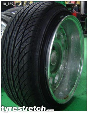 An example of tyre stretch: 165/50 R15 on 10.0J