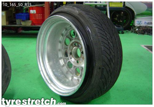 An example of tyre stretch: 165/50 R15 on 10.0J
