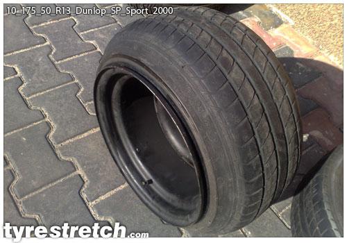 An example of tyre stretch: 175/50 R13 on 10.0J – DUNLOP