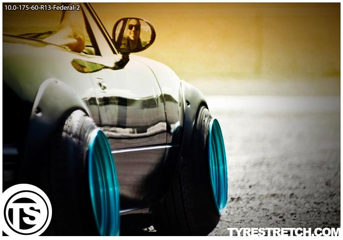 An example of tyre stretch: 175/60 R13 on 10.0J – FEDERAL (BASSETT)