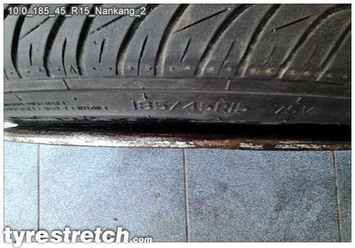 An example of tyre stretch: 185/45 R15 on 10.0J – NANKANG
