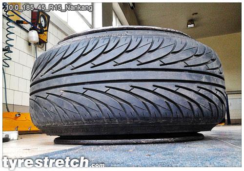 An example of tyre stretch: 185/45 R15 on 10.0J – NANKANG