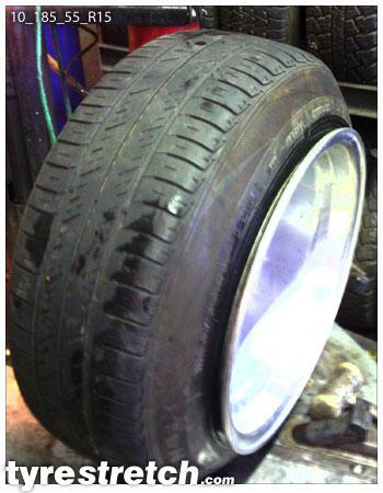 An example of tyre stretch: 185/55 R15 on 10.0J