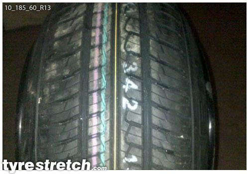 An example of tyre stretch: 185/60 R13 on 10.0J