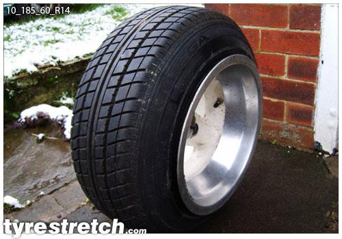 An example of tyre stretch: 185/60 R14 on 10.0J