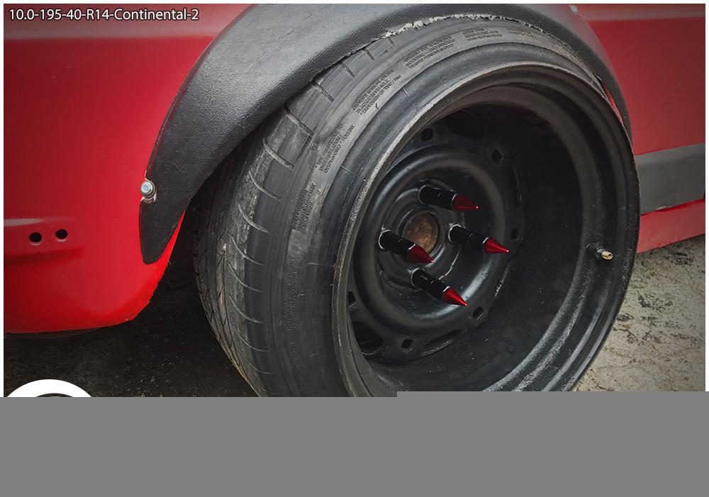 An example of tyre stretch: 195/40 R14 on 10.0J – CONTINENTAL