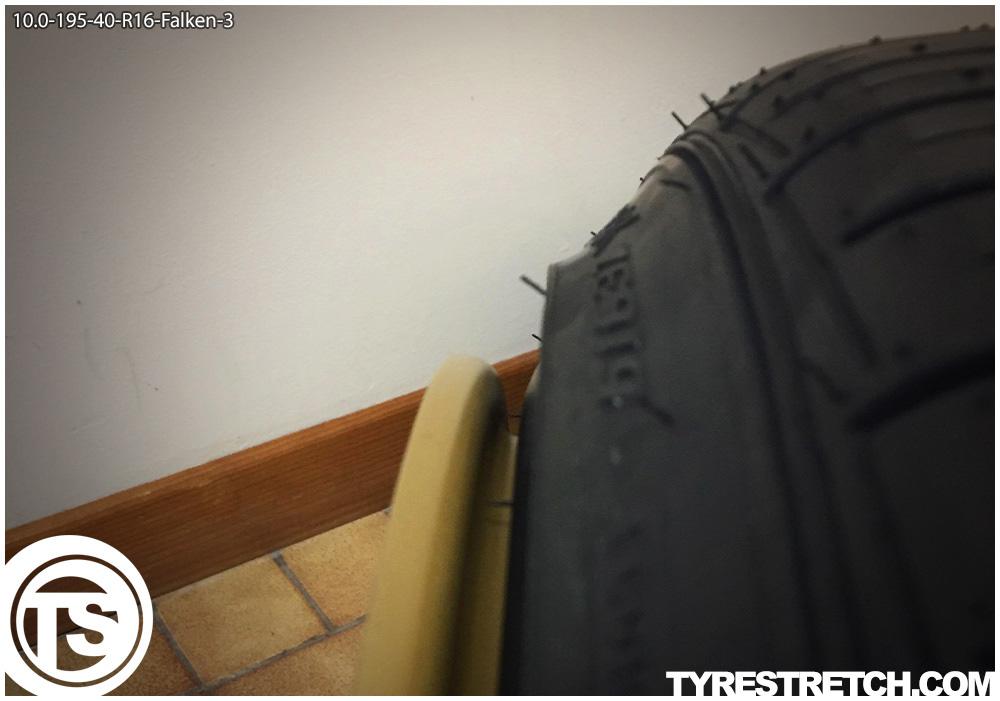 An example of tyre stretch: 195/40 R16 on 10.0J – FALKEN