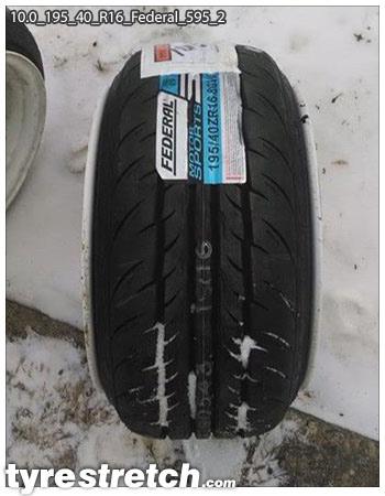 An example of tyre stretch: 195/40 R16 on 10.0J – FEDERAL