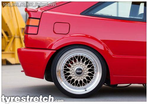 An example of tyre stretch: 195/40 R17 on 10.0J – FEDERAL