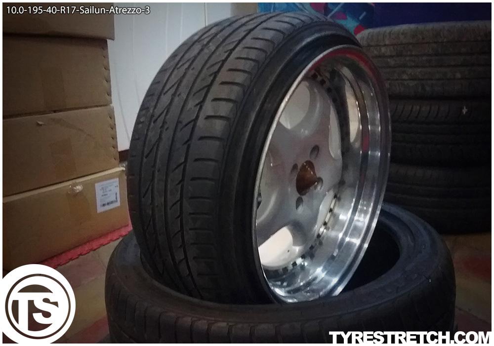An example of tyre stretch: 195/40 R17 on 10.0J – SAILUN
