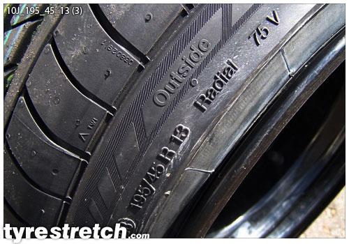An example of tyre stretch: 195/45 R13 on 10.0J