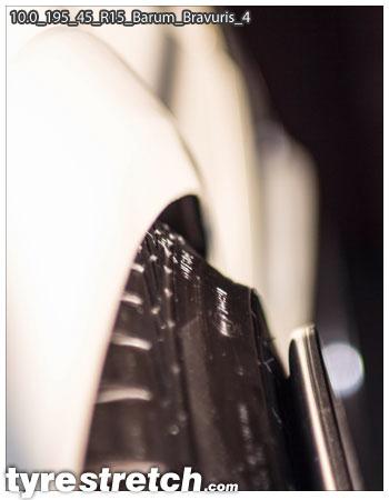 An example of tyre stretch: 195/45 R15 on 10.0J – BARUM