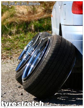 An example of tyre stretch: 195/45 R15 on 10.0J – MINERVA