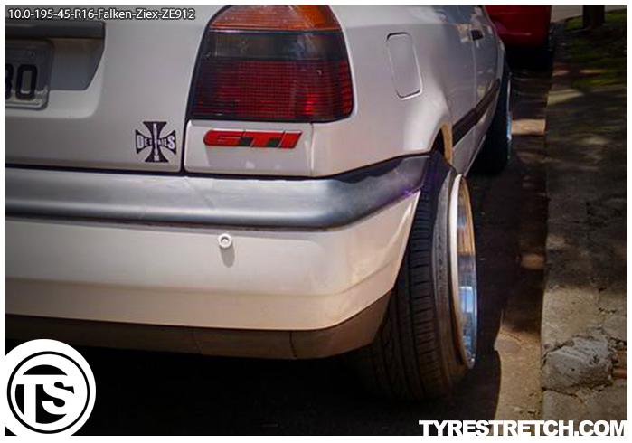 An example of tyre stretch: 195/45 R16 on 10.0J – FALKEN