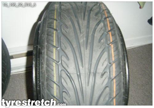An example of tyre stretch: 195/50 R15 on 10.0J