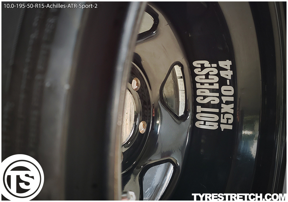 An example of tyre stretch: 195/50 R15 on 10.0J – ACHILLES