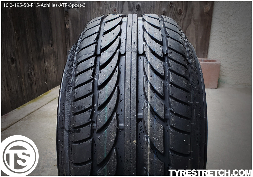 An example of tyre stretch: 195/50 R15 on 10.0J – ACHILLES