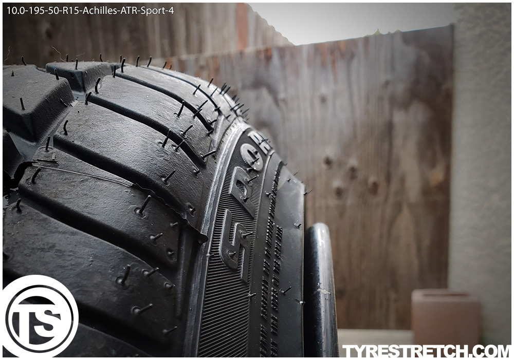 An example of tyre stretch: 195/50 R15 on 10.0J – ACHILLES