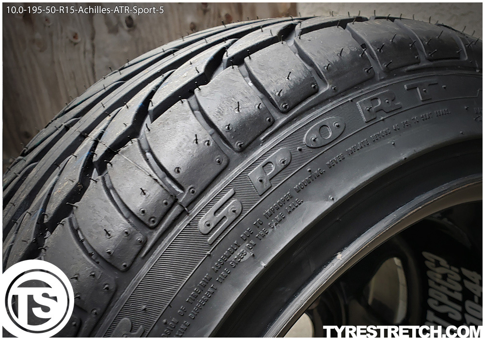 An example of tyre stretch: 195/50 R15 on 10.0J – ACHILLES