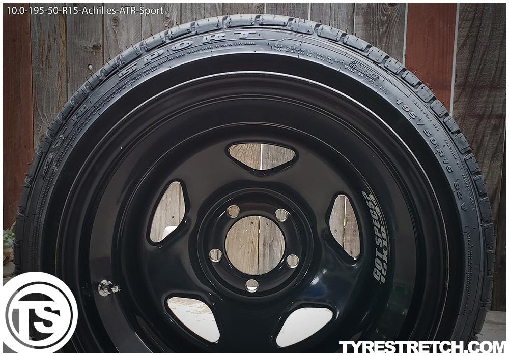 An example of tyre stretch: 195/50 R15 on 10.0J – ACHILLES