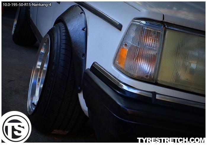 An example of tyre stretch: 195/50 R15 on 10.0J – NANKANG