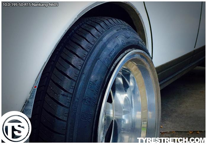 An example of tyre stretch: 195/50 R15 on 10.0J – NANKANG