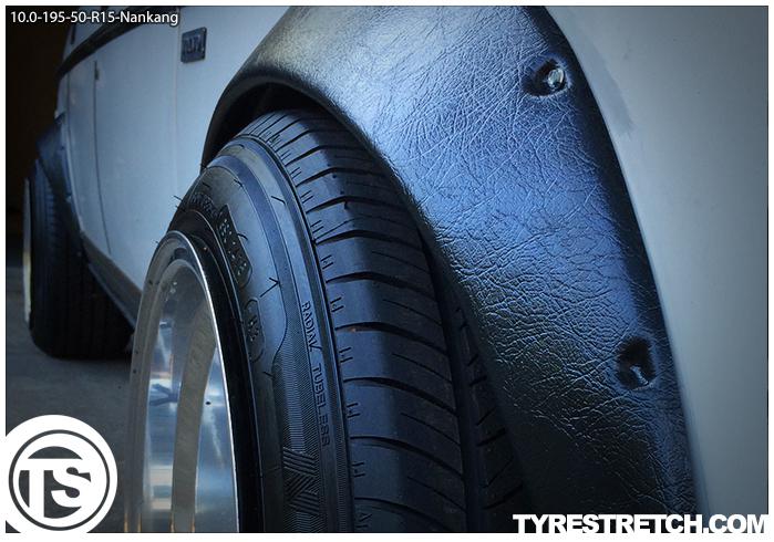 An example of tyre stretch: 195/50 R15 on 10.0J – NANKANG