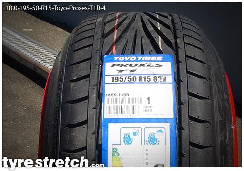 An example of tyre stretch: 195/50 R15 on 10.0J – TOYO
