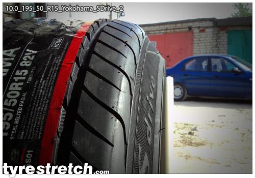 An example of tyre stretch: 195/50 R15 on 10.0J – YOKOHAMA