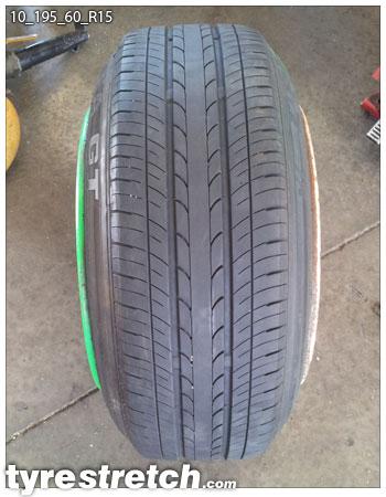 An example of tyre stretch: 195/60 R15 on 10.0J