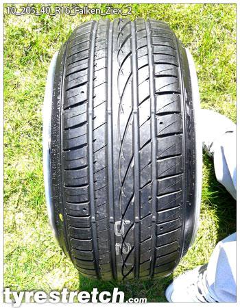 An example of tyre stretch: 205/40 R16 on 10.0J – FALKEN