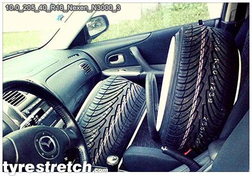 An example of tyre stretch: 205/40 R16 on 10.0J – NEXEN