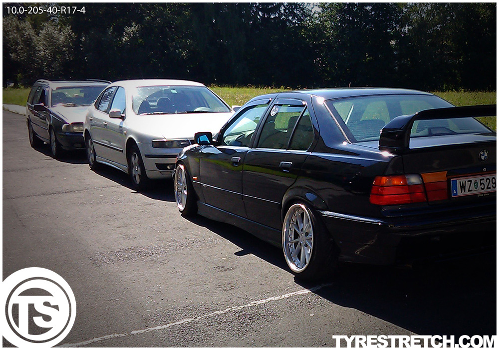 An example of tyre stretch: 205/40 R17 on 10.0J