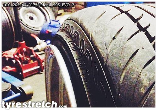 An example of tyre stretch: 205/40 R17 on 10.0J – FEDERAL