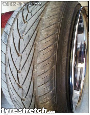 An example of tyre stretch: 205/40 R17 on 10.0J – KUMHO