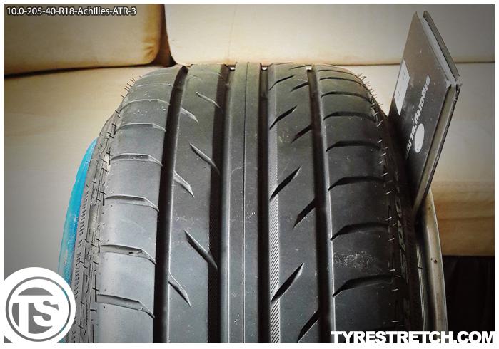 An example of tyre stretch: 205/40 R18 on 10.0J – ACHILLES