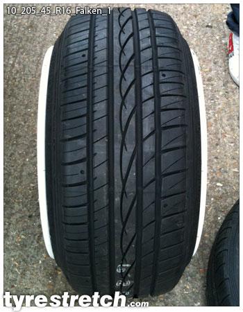 An example of tyre stretch: 205/45 R16 on 10.0J – FALKEN