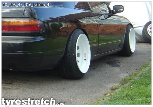 An example of tyre stretch: 205/45 R16 on 10.0J – FALKEN