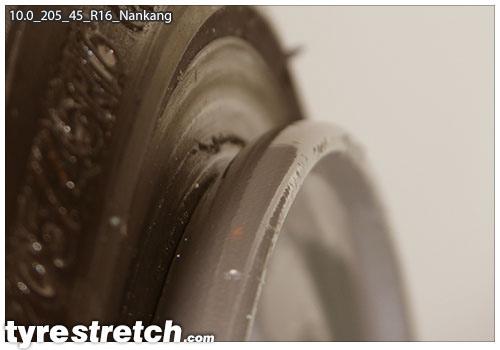 An example of tyre stretch: 205/45 R16 on 10.0J – NANKANG