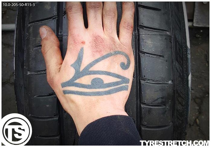 An example of tyre stretch: 205/50 R15 on 10.0J