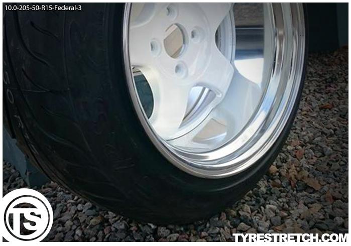 An example of tyre stretch: 205/50 R15 on 10.0J – FEDERAL
