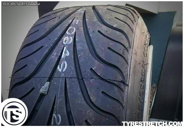 An example of tyre stretch: 205/50 R15 on 10.0J – FEDERAL