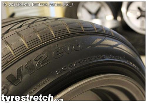 An example of tyre stretch: 205/50 R15 on 10.0J – HANKOOK