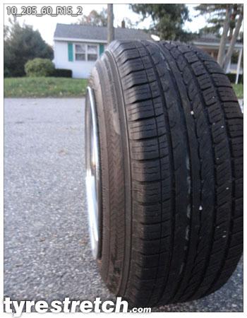 An example of tyre stretch: 205/60 R15 on 10.0J