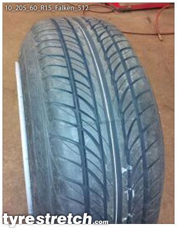 An example of tyre stretch: 205/60 R15 on 10.0J – FALKEN