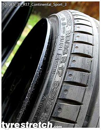 An example of tyre stretch: 215/35 R17 on 10.0J – CONTINENTAL