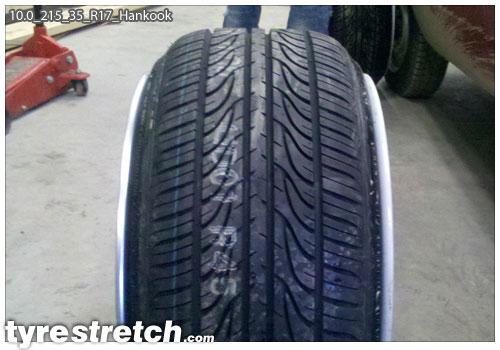 An example of tyre stretch: 215/35 R17 on 10.0J – HANKOOK
