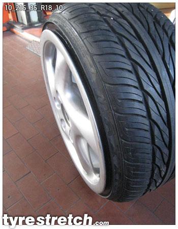 An example of tyre stretch: 215/35 R18 on 10.0J