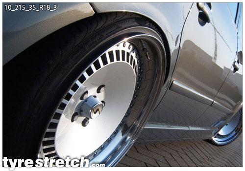 An example of tyre stretch: 215/35 R18 on 10.0J