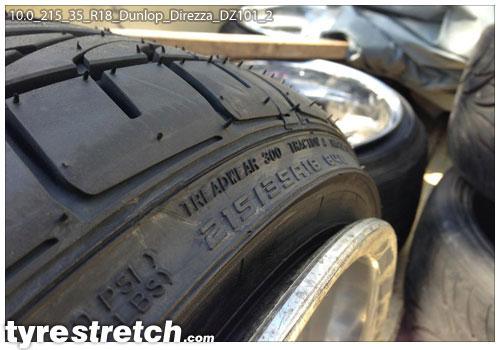 An example of tyre stretch: 215/35 R18 on 10.0J – DUNLOP